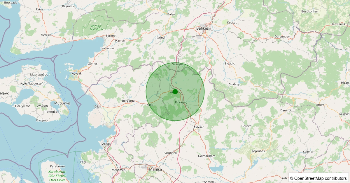 25 Kasım 2025 saat 11:35 - Soma - Kurtuluş - 1.00ml depreminin harita gösterimi