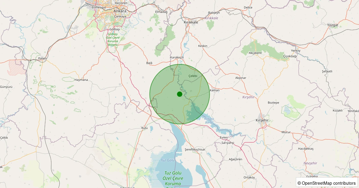 25 Kasım 2025 saat 12:27 - Bala - Küçükcamili - 1.30ml depreminin harita gösterimi