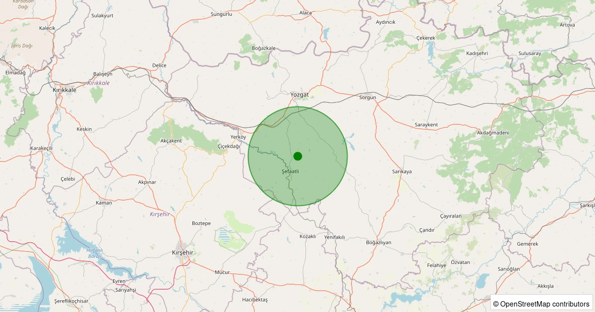 25 Kasım 2025 saat 12:25 - Şefaatli - Osmanlı Köyü - 1.00ml depreminin harita gösterimi