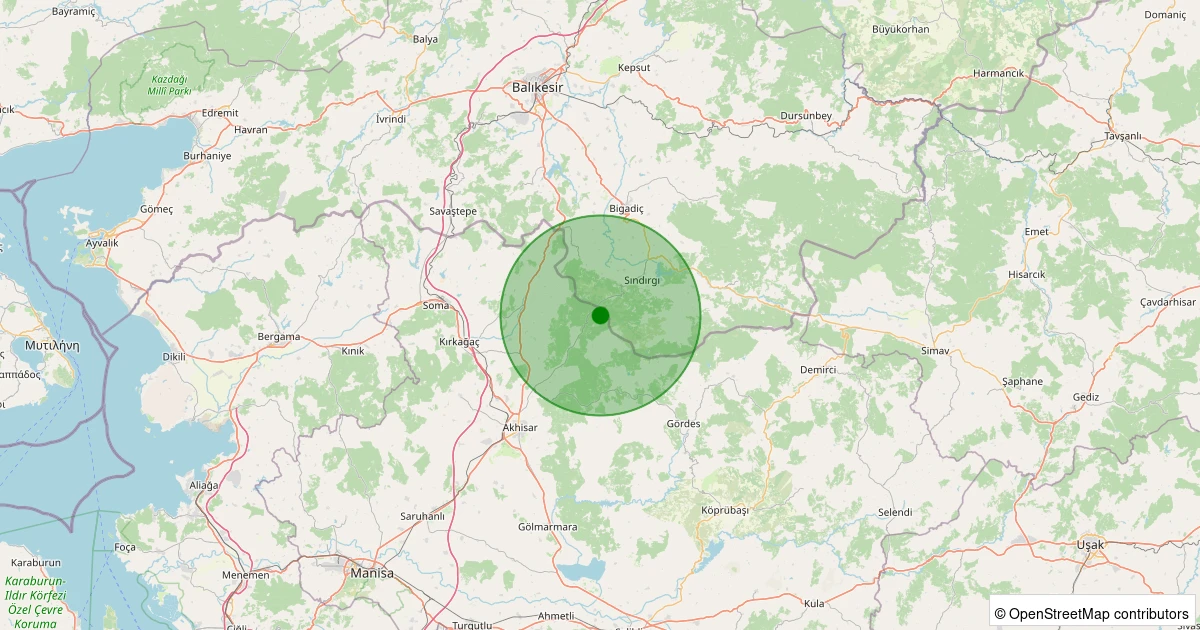 25 Kasım 2025 saat 15:43 - Akhisar - 1.40ml depreminin harita gösterimi