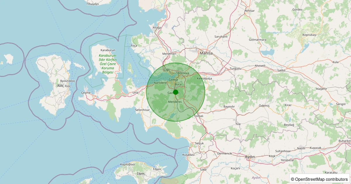 25 Kasım 2025 saat 16:58 - Gaziemir - Dokuzeylül - 1.90ml depreminin harita gösterimi