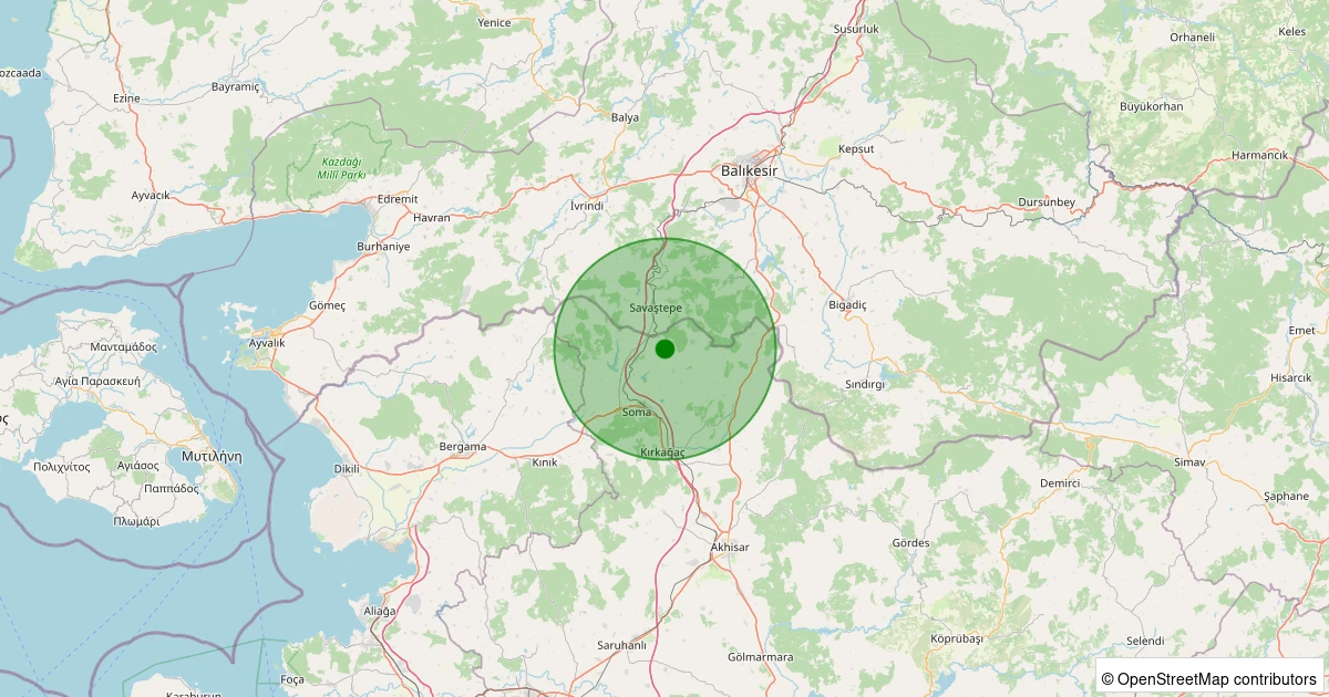 25 Kasım 2025 saat 17:24 - Soma - Göktaş - 1.30ml depreminin harita gösterimi
