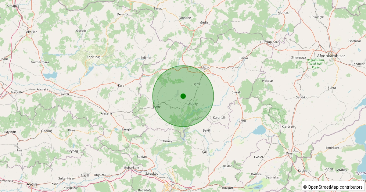 25 Kasım 2025 saat 17:28 - Ulubey - Kışla Köyü - 1.00ml depreminin harita gösterimi
