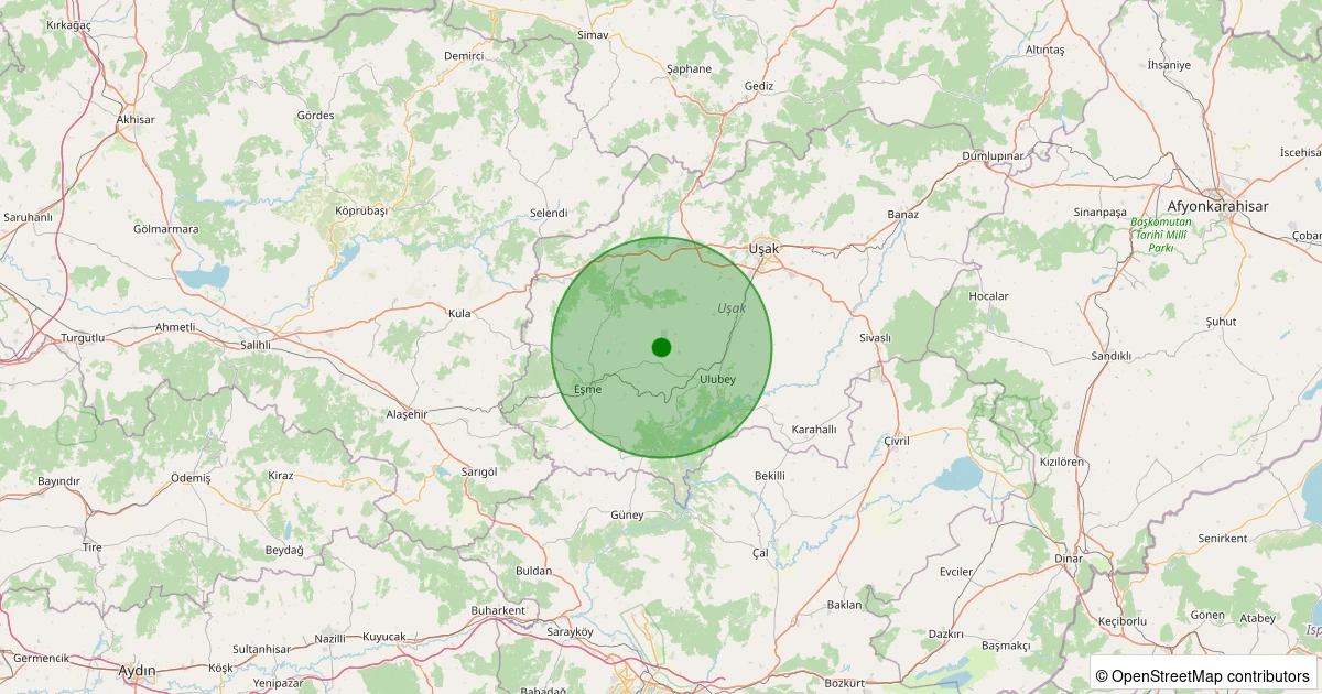 25 Kasım 2025 saat 17:20 - Eşme - Katrancılar Köyü - 0.90ML depreminin harita gösterimi