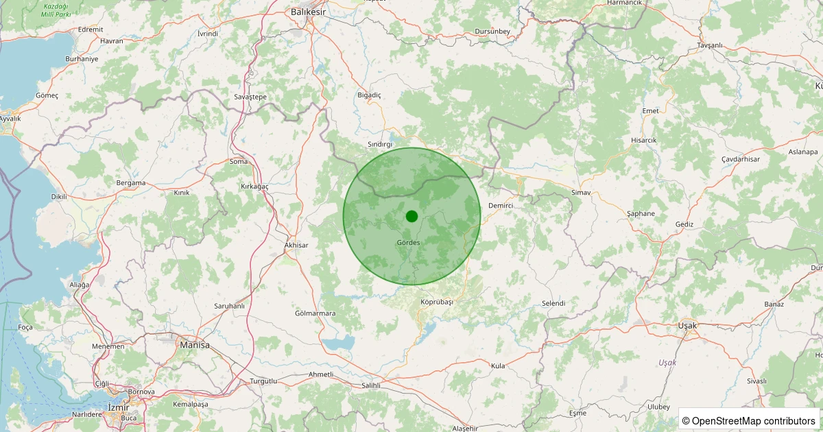 25 Kasım 2025 saat 22:58 - Gördes - Oğulduruk - 1.20ml depreminin harita gösterimi