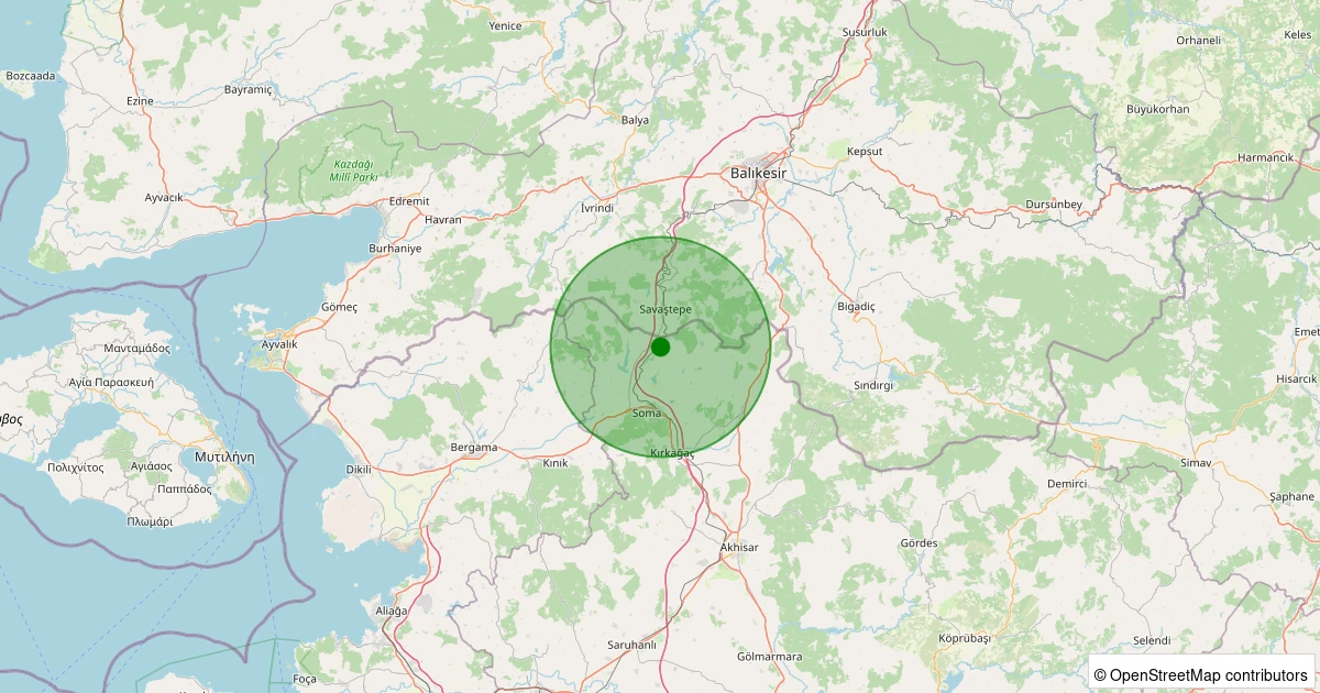 25 Kasım 2025 saat 23:06 - Soma - Göktaş - 1.60ml depreminin harita gösterimi