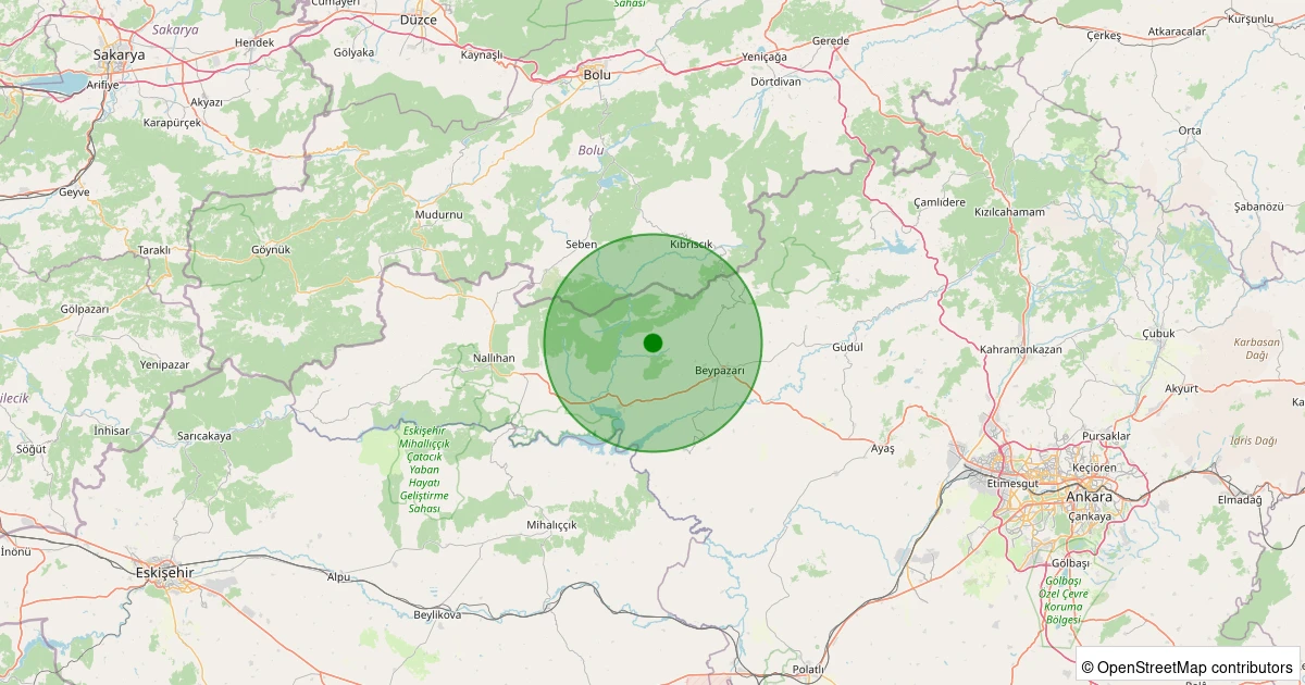 26 Kasım 2025 saat 02:43 - Beypazarı - Sarıağıl - 2.00ml depreminin harita gösterimi