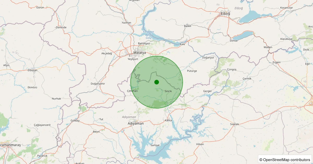 12 Ekim 2025 saat 07:23 - Sincik - Yarpuzlu Köyü - 2.20ML depreminin harita gösterimi