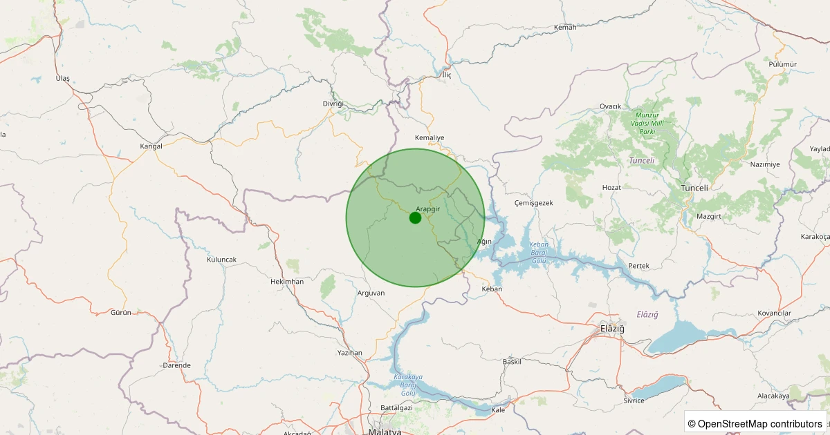 26 Kasım 2025 saat 03:25 - Arapgir - Gözeli - 1.50ml depreminin harita gösterimi