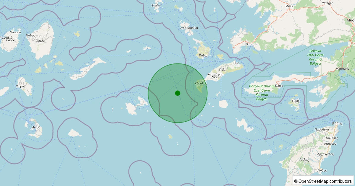 26 Kasım 2025 saat 05:57 - Ege Denizi - [59.05 km] Bodrum (Muğla) - 1.60ML depreminin harita gösterimi