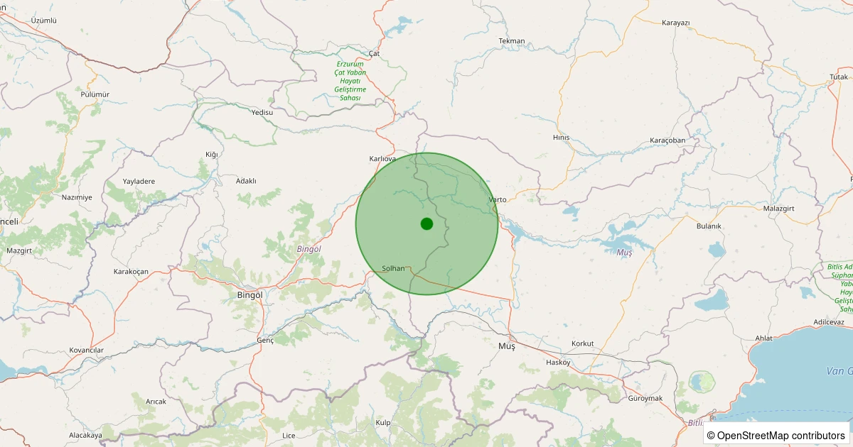 26 Kasım 2025 saat 06:09 - Karlıova - Baglıisa Afet Köyü - 1.30ml depreminin harita gösterimi