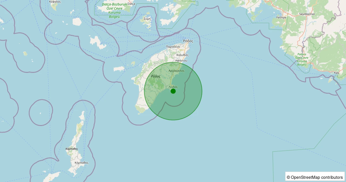 26 Kasım 2025 saat 11:30 - Ege Denizi - [63.62 km] Marmaris (Muğla) - 1.80ML depreminin harita gösterimi