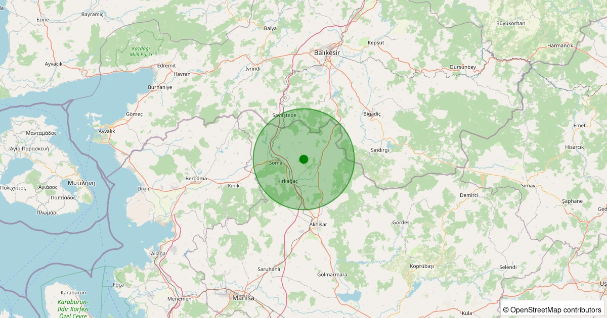 26 Kasım 2025 saat 12:30 - Soma - Karacakaş - 1.40ml depreminin harita gösterimi