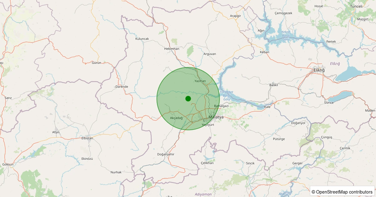 26 Kasım 2025 saat 16:13 - Akçadağ - Ilıcak - 1.90ml depreminin harita gösterimi