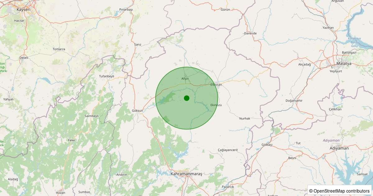 26 Kasım 2025 saat 18:47 - Göksun - 1.50ml depreminin harita gösterimi