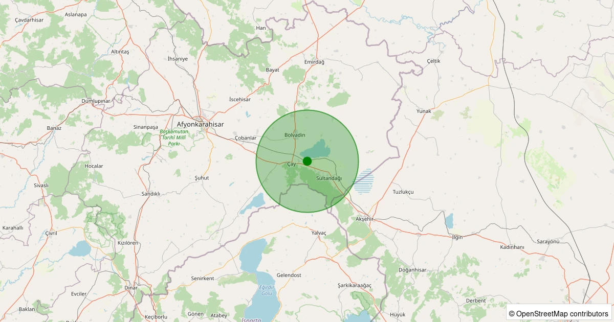 26 Kasım 2025 saat 20:51 - Çay - Eber/Yeni Köyü - 2.70ml depreminin harita gösterimi