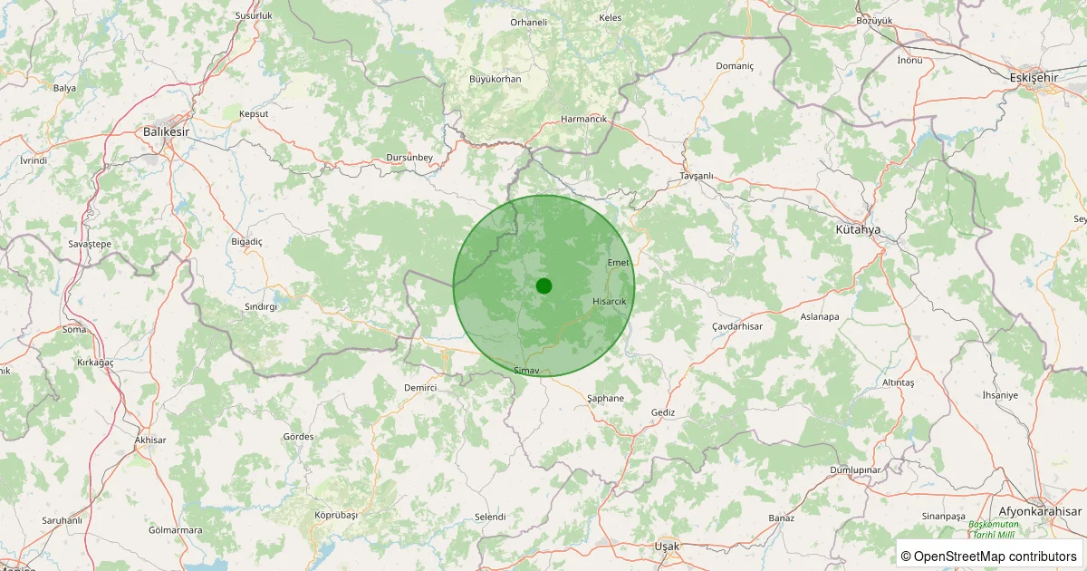 10 Ekim 2025 saat 07:56 - Simav - Eğdemir Köyü - 1.40ml depreminin harita gösterimi