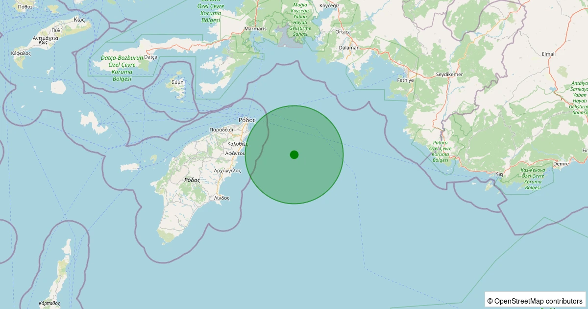 26 Kasım 2025 saat 21:49 - Akdeniz - [51.19 km] Ortaca (Muğla) - 2.20ML depreminin harita gösterimi
