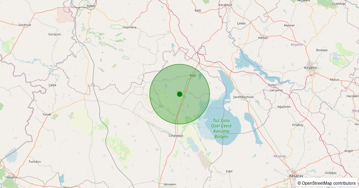26 Kasım 2025 saat 22:34 - Kulu - Celep - 1.30ml depreminin harita gösterimi