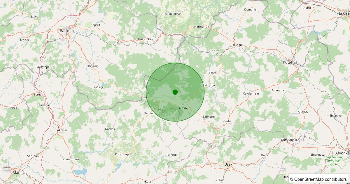 10 Ekim 2025 saat 05:22 - Simav - Güney/Cuma - 0.70ml depreminin harita gösterimi