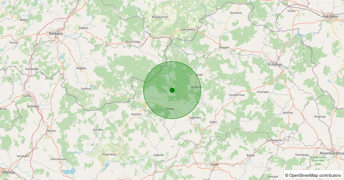 10 Ekim 2025 saat 04:53 - Simav - Yemişli Köyü - 0.70ml depreminin harita gösterimi