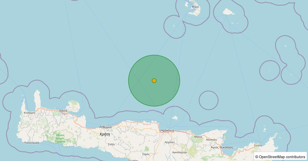 27 Kasım 2025 saat 03:08 - Ege Denizi - 4.60MW depreminin harita gösterimi