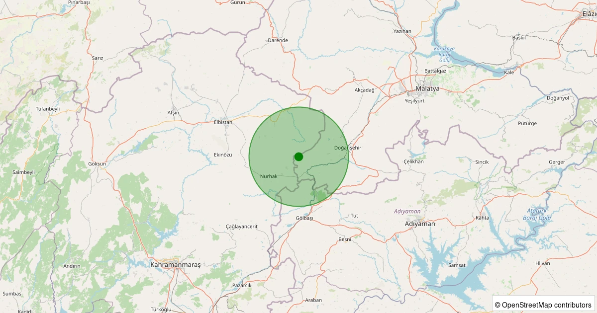 27 Kasım 2025 saat 04:18 - Doğanşehir - Gövdeli - 1.30ml depreminin harita gösterimi