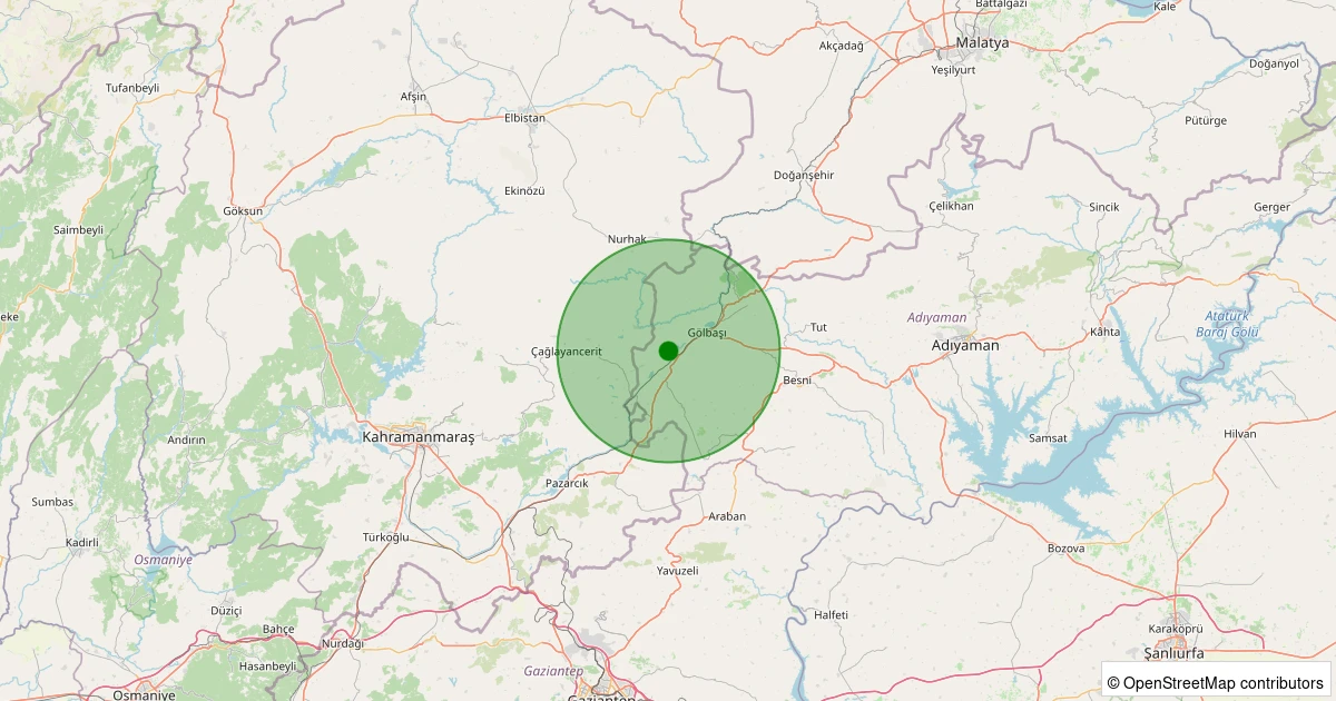 27 Kasım 2025 saat 04:16 - Gölbaşı - 1.00ml depreminin harita gösterimi