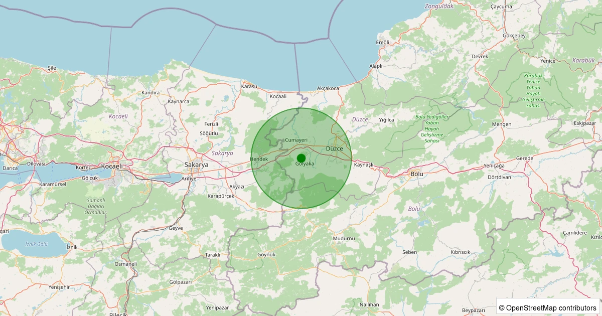 27 Kasım 2025 saat 05:23 - Gölyaka - Kuyudüzü - 1.40ml depreminin harita gösterimi