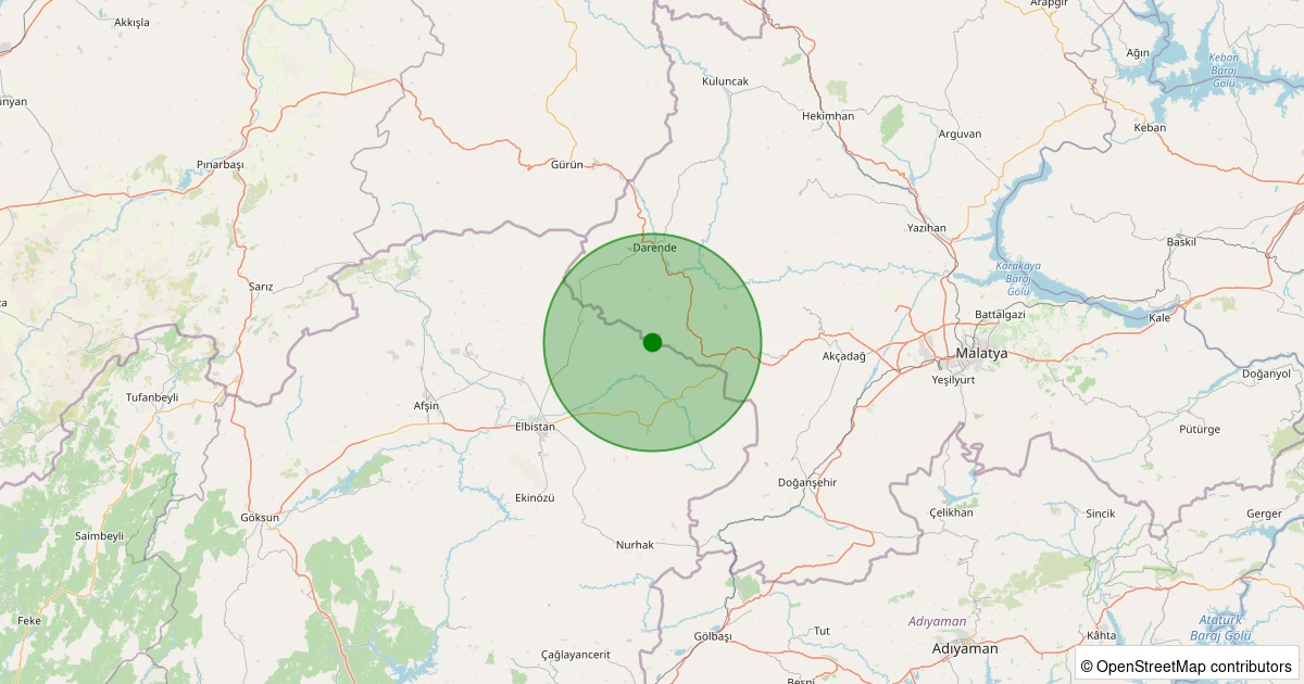 27 Kasım 2025 saat 05:43 - Elbistan - Yalıntaş Köyü - 1.30ml depreminin harita gösterimi