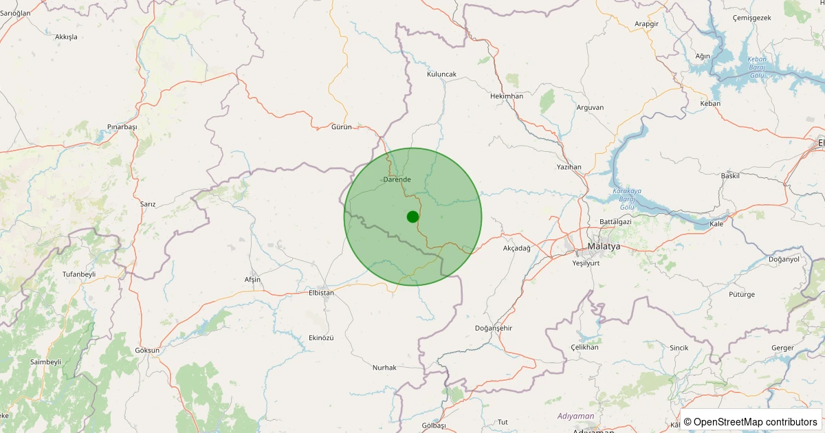 27 Kasım 2025 saat 07:09 - Darende - Çaybaşı - 1.20ml depreminin harita gösterimi