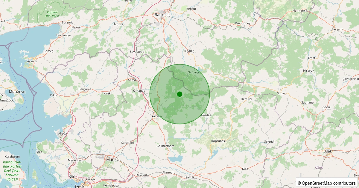 27 Kasım 2025 saat 09:30 - Akhisar - 1.50ml depreminin harita gösterimi