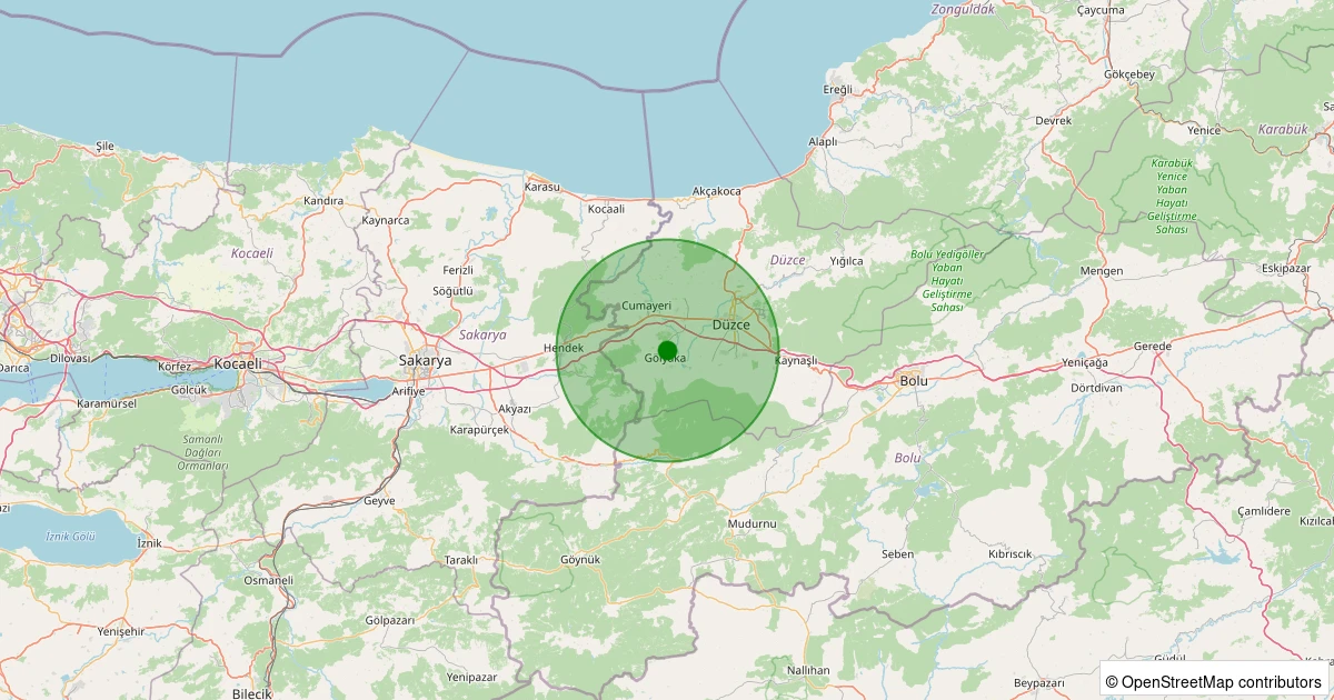 27 Kasım 2025 saat 14:05 - Gölyaka - Esen - 1.80ml depreminin harita gösterimi