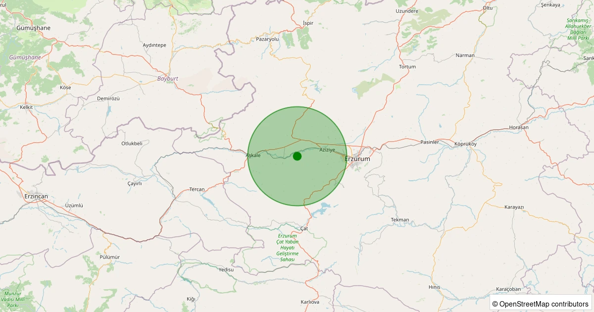 27 Kasım 2025 saat 17:25 - Aziziye - Atlıkonak - 3.00ml depreminin harita gösterimi