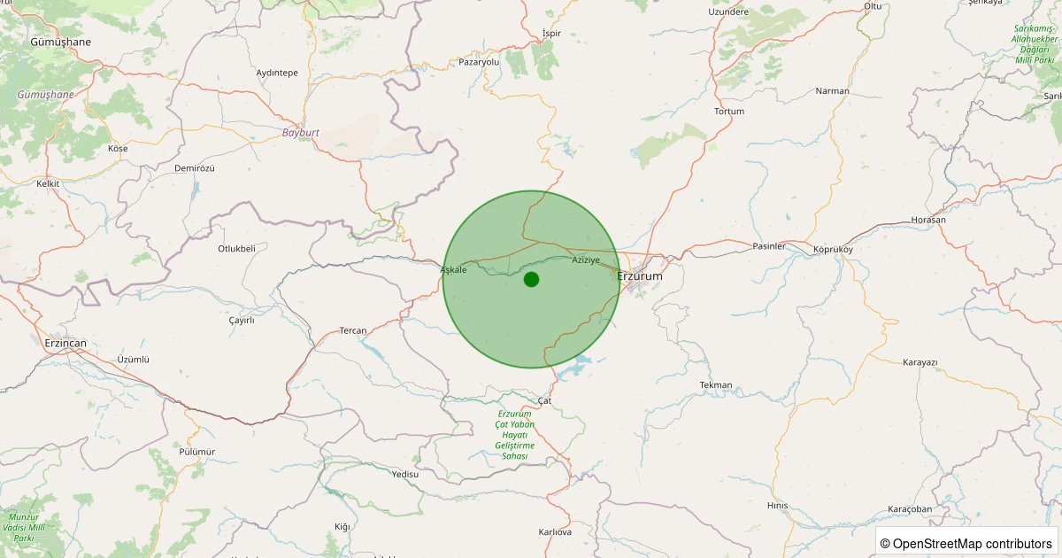 27 Kasım 2025 saat 19:11 - Aziziye - 1.80ml depreminin harita gösterimi