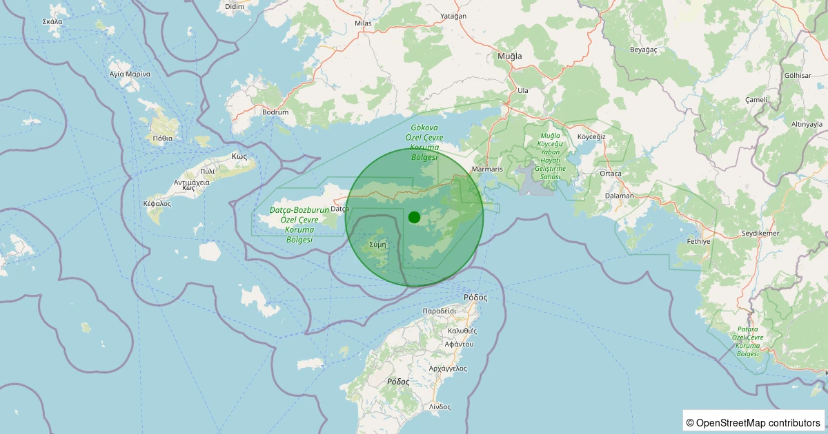 27 Kasım 2025 saat 22:42 - BOZBURUN-MARMARIS - 1.40ml depreminin harita gösterimi