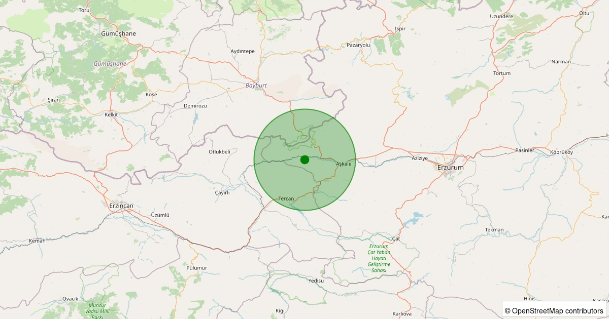 27 Kasım 2025 saat 23:08 - Aşkale - Dallı - 1.40ml depreminin harita gösterimi