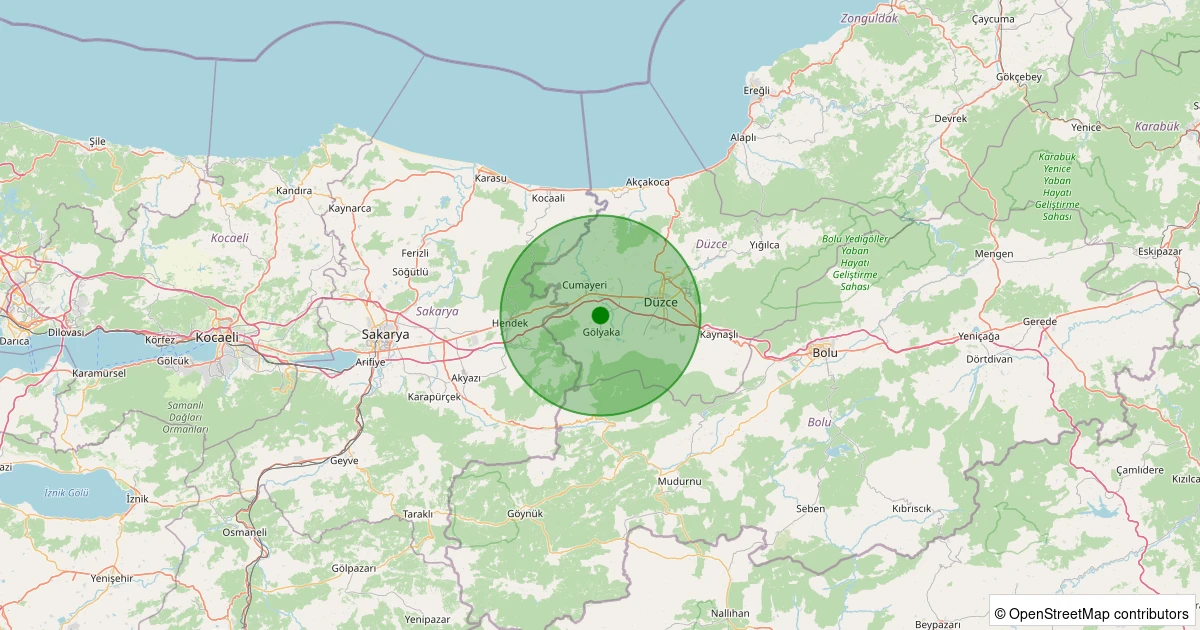 28 Kasım 2025 saat 02:23 - Gölyaka - Sarıdere Köyü - 0.90ML depreminin harita gösterimi