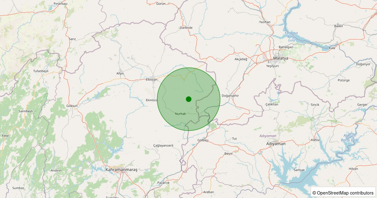 28 Kasım 2025 saat 03:51 - Elbistan - Karahasanuşağı Köyü - 1.10ml depreminin harita gösterimi