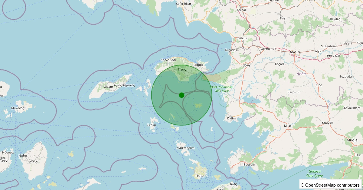 28 Kasım 2025 saat 04:08 - Ege Denizi - [33.26 km] Söke (Aydın) - 1.40ML depreminin harita gösterimi