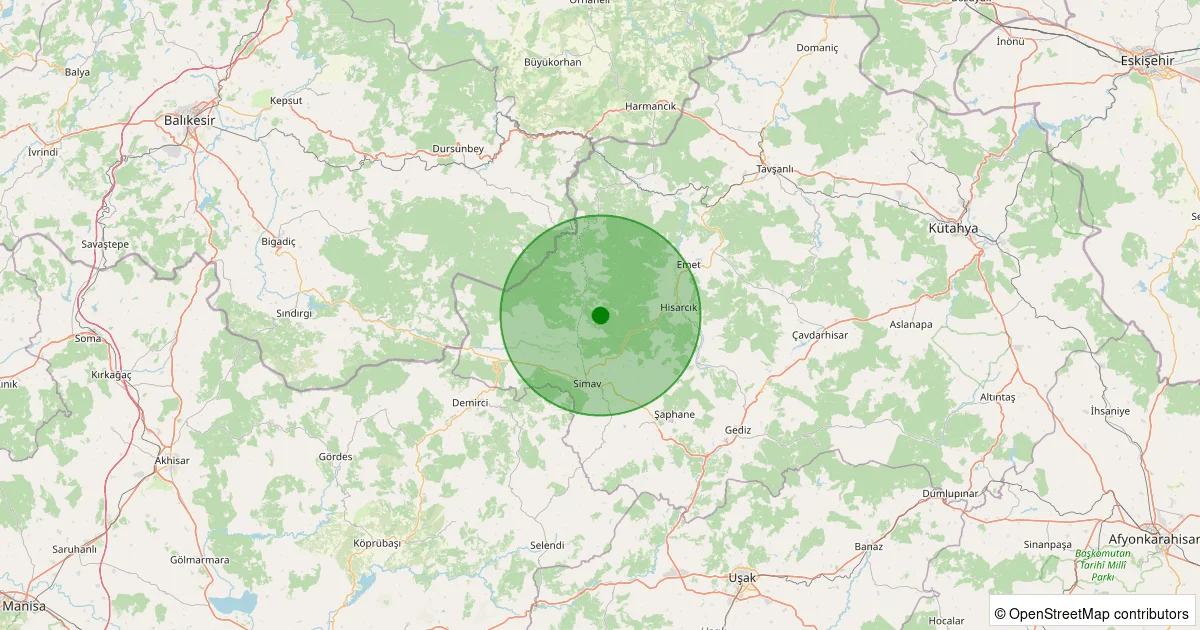 09 Ekim 2025 saat 06:29 - Simav - Yemişli Köyü - 1.40ml depreminin harita gösterimi