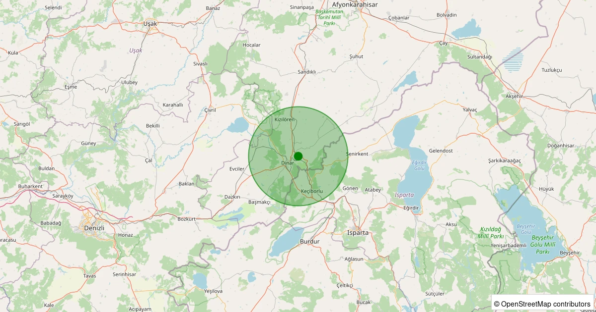 28 Kasım 2025 saat 05:16 - Dinar - Akgün Köyü - 1.30ml depreminin harita gösterimi