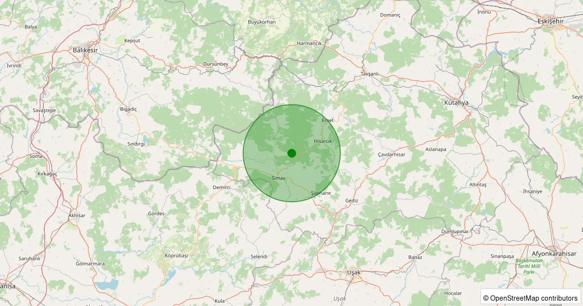 09 Ekim 2025 saat 06:06 - Simav - Eğirler Köyü - 1.40ml depreminin harita gösterimi