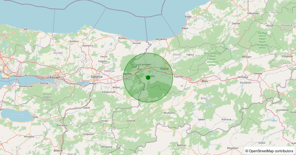 28 Kasım 2025 saat 07:29 - Gölyaka - Cumakırı - 1.60ml depreminin harita gösterimi