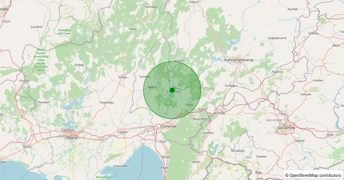 28 Kasım 2025 saat 07:41 - Düziçi - Çerçioğlu Köyü - 3.10ml depreminin harita gösterimi