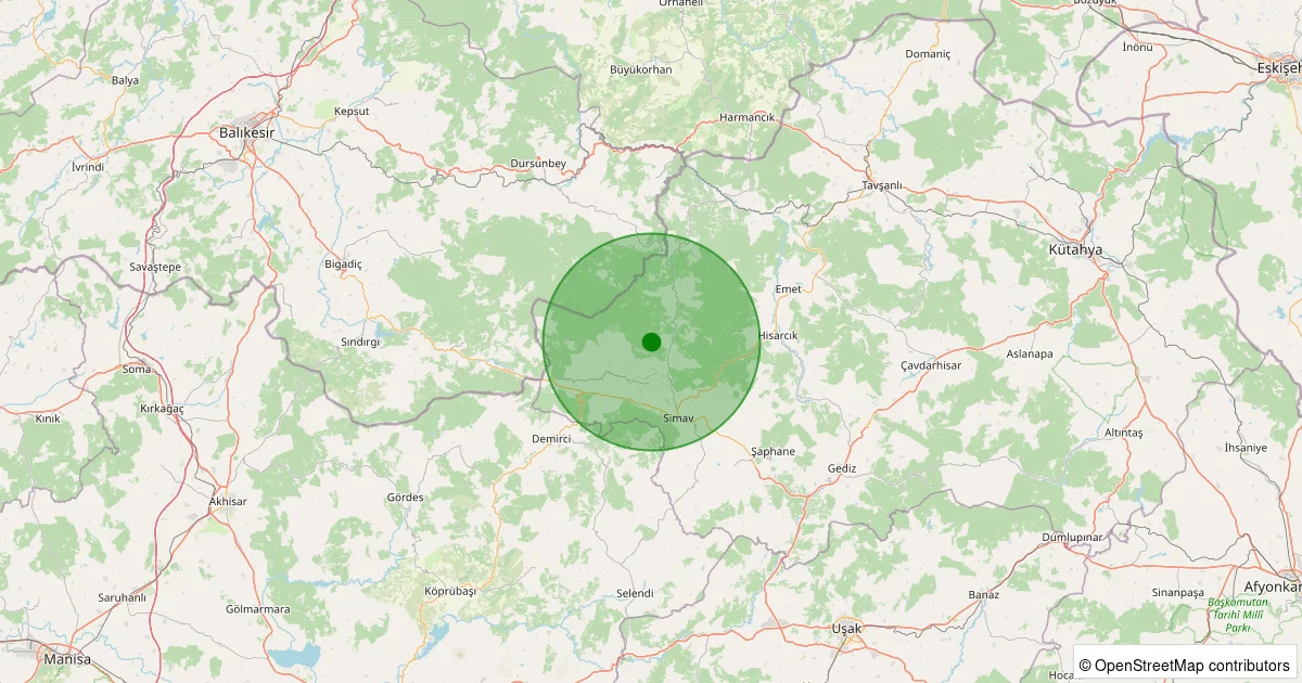 09 Ekim 2025 saat 05:38 - Simav - Kayalıdere Köyü - 1.40ml depreminin harita gösterimi