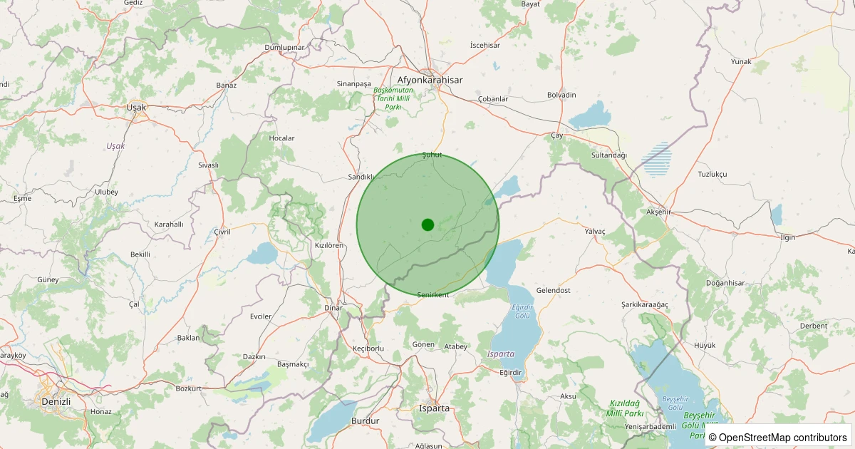 28 Kasım 2025 saat 08:14 - Dinar - Kınık Köyü - 1.60ml depreminin harita gösterimi