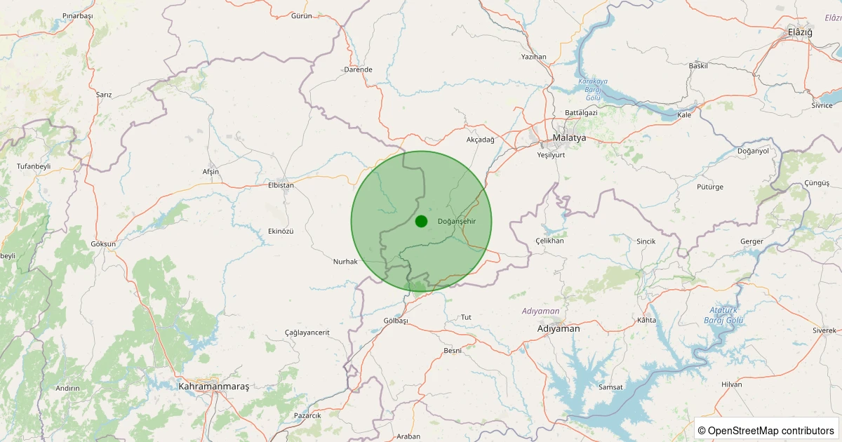 28 Kasım 2025 saat 08:04 - Doğanşehir - Fındık - 1.60ml depreminin harita gösterimi