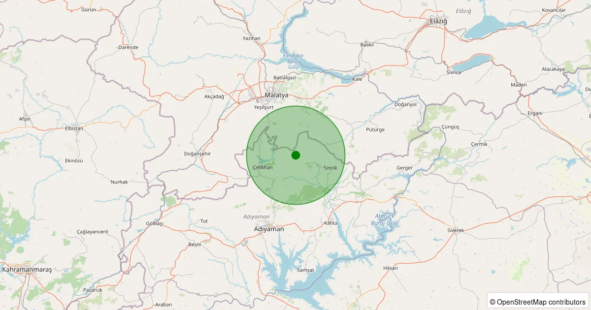 12 Ekim 2025 saat 09:11 - Çelikhan - İzci Köyü - 1.20ML depreminin harita gösterimi
