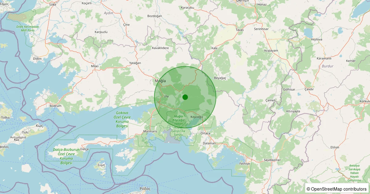 12 Ekim 2025 saat 09:25 - Köyceğiz - Balcılar - 1.70ml depreminin harita gösterimi
